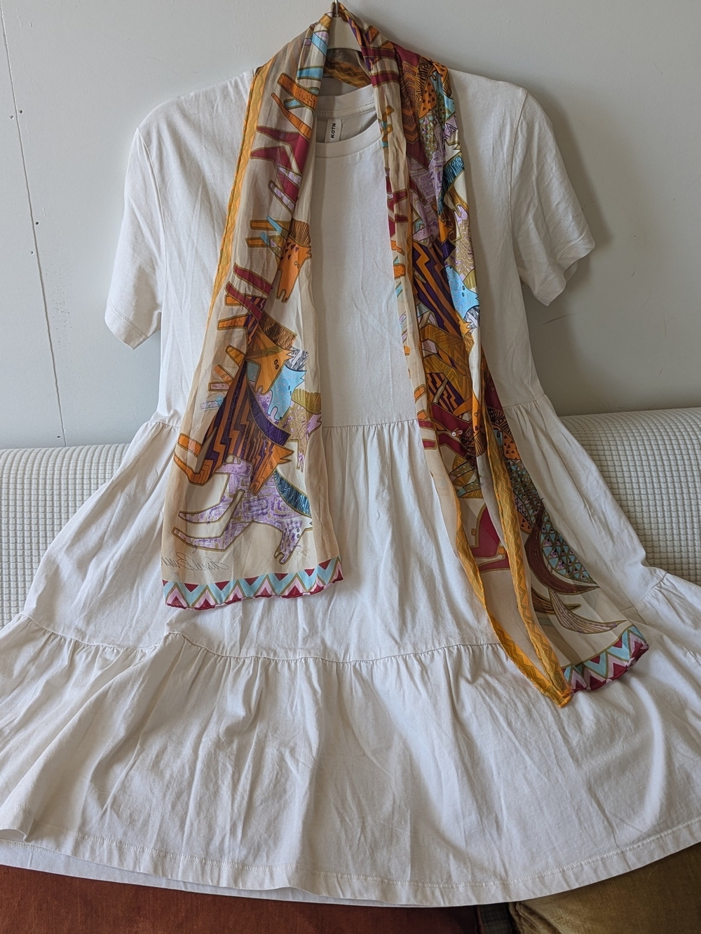 KOTN White Tiered Mini Dress